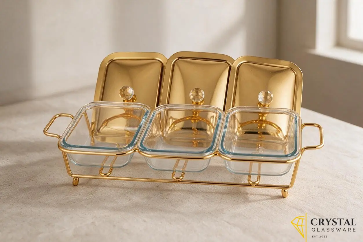 Elegant rectangular Silver Chafing Dish 3 Pcs 1.5LX3 